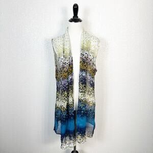 Coldwater Creek Womens Floral Chiffon Scarf Vest Overpiece Topper One‎ Size
